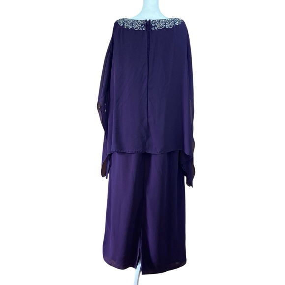 Alfred Angelo Mother of the Bride Beaded Eggplant Kaftan Gown 9018LW (Size 20W) - Picture 2 of 12